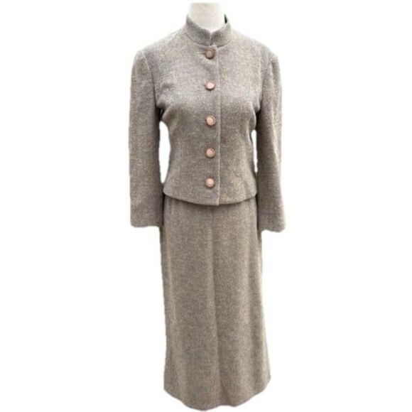 Vintage Linda Lundstrum 2 Piece Wool Blend Skirt Suit Jacket Set - Picture 1 of 12